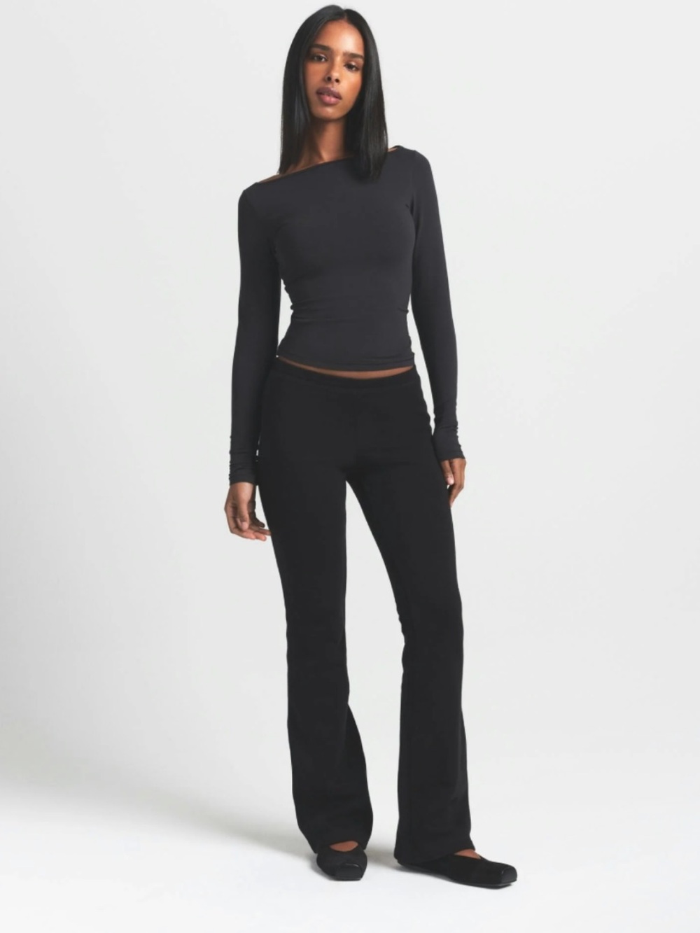 SKIMS Cotton Fleece Slim Pant Lounge Outerwear Small Onyx Black NWT!!